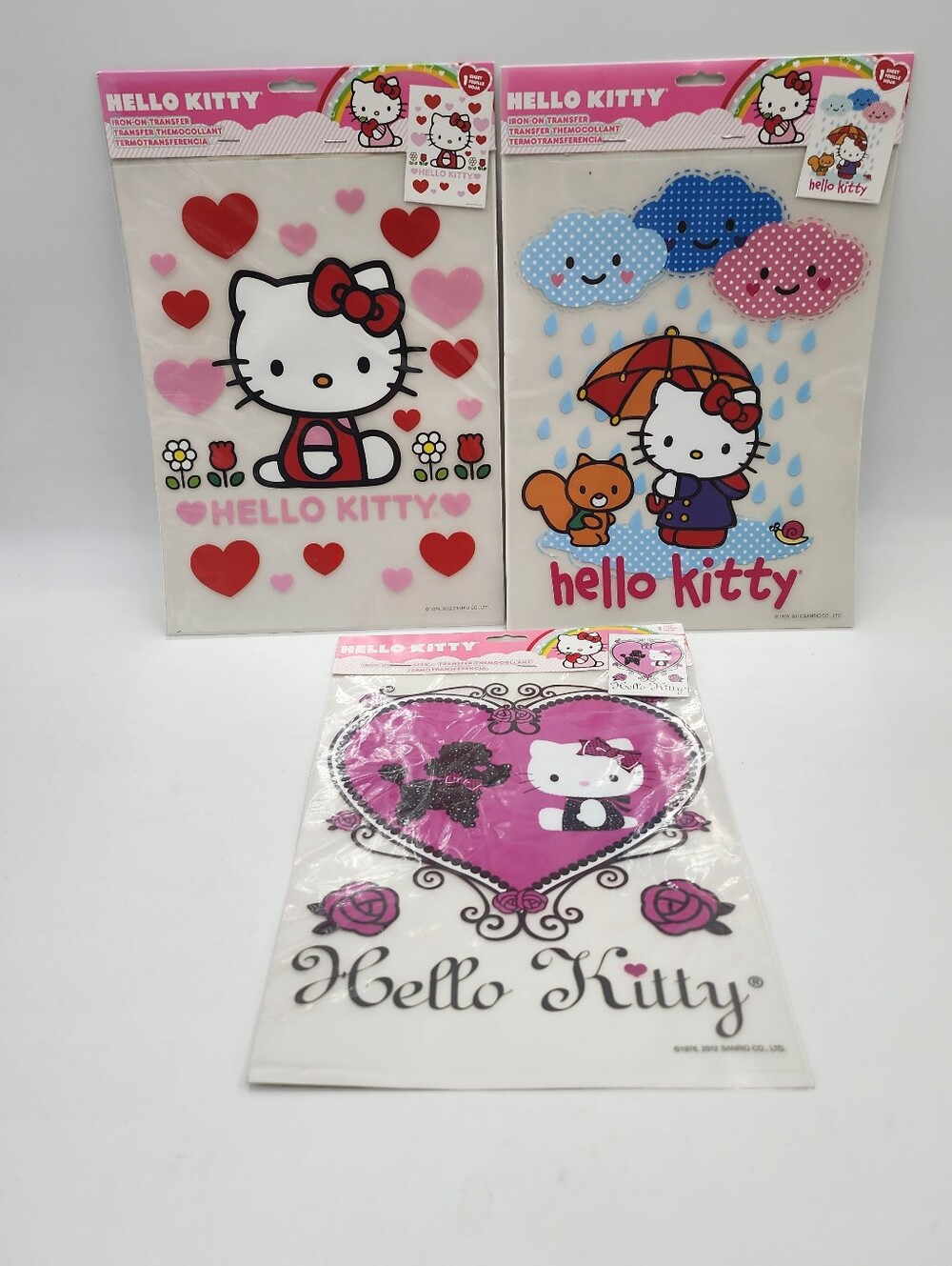 Hello Kitty Lot Of 3 By Sanrio Rainy Day Fabric Iron on Transfer 1 sheet